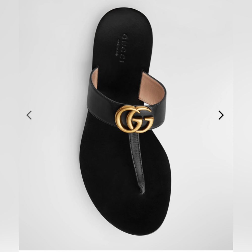 Gucci - Flat Marmont Leather Thong Sandal